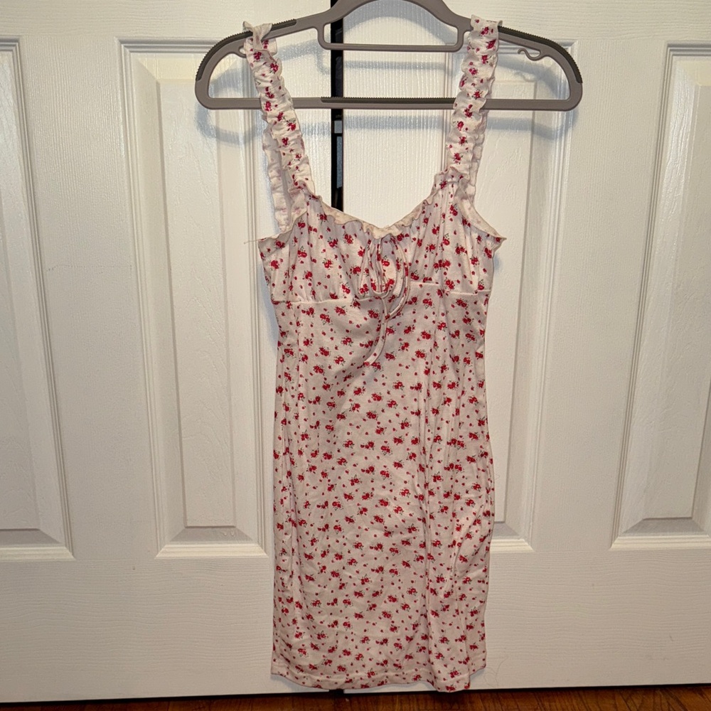 SHEIN Red Floral Mini Dress with Ruffle Straps